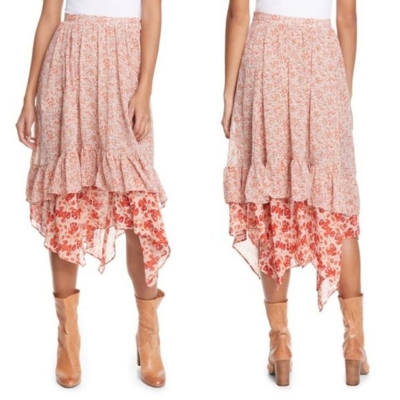 Free People Zuma Drippy Boho Mid Skirt Size 8 NWT - Picture 2 of 11